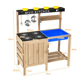 NNECW  Wood Outdoor Kids Play Kitchen Toy with Well-Stocked Kitchen Accessories for Kids
