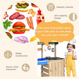 NNECW  Wood Outdoor Kids Play Kitchen Toy with Well-Stocked Kitchen Accessories for Kids