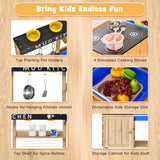 NNECW  Wood Outdoor Kids Play Kitchen Toy with Well-Stocked Kitchen Accessories for Kids