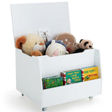 NNECW Mobile Toy Storage Organizer with Bookshelf & Wheels & Flip-top Lid