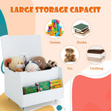 NNECW Mobile Toy Storage Organizer with Bookshelf & Wheels & Flip-top Lid