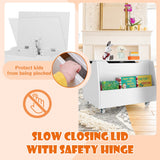 NNECW Mobile Toy Storage Organizer with Bookshelf & Wheels & Flip-top Lid