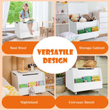NNECW Mobile Toy Storage Organizer with Bookshelf & Wheels & Flip-top Lid