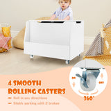 NNECW Mobile Toy Storage Organizer with Bookshelf & Wheels & Flip-top Lid