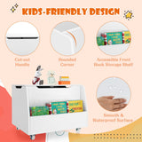 NNECW Mobile Toy Storage Organizer with Bookshelf & Wheels & Flip-top Lid