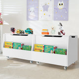 NNECW Mobile Toy Storage Organizer with Bookshelf & Wheels & Flip-top Lid