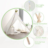 NNECW 5-Side Lace Teepee Tent with Colorful Light Strings for Children & Adults