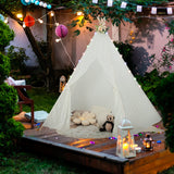 NNECW 5-Side Lace Teepee Tent with Colorful Light Strings for Children & Adults
