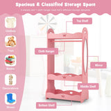 NNECW Kids Dress up Storage Wardrobe with Cute Crown Patterns for Kids Room