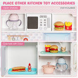 NNECW 2 in 1 Wooden Doll House and Play Kitchen with Accessories