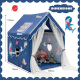 NNECW Large Kids Play Tent with Removable Padded Mat &amp Gauze Door Curtain-Blue