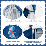 NNECW Large Kids Play Tent with Removable Padded Mat &amp Gauze Door Curtain-Blue