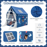 NNECW Large Kids Play Tent with Removable Padded Mat &amp Gauze Door Curtain-Blue