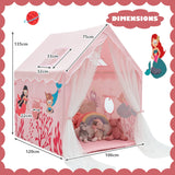 NNECW Large Kids Play Tent with Removable Padded Mat &amp Gauze Door Curtain-Pink
