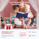 NNECW Large Kids Play Tent with Removable Padded Mat &amp Gauze Door Curtain-Pink