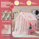 NNECW Large Kids Play Tent with Removable Padded Mat &amp Gauze Door Curtain-Pink