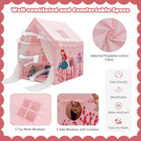 NNECW Large Kids Play Tent with Removable Padded Mat &amp Gauze Door Curtain-Pink