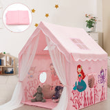 NNECW Large Kids Play Tent with Removable Padded Mat &amp Gauze Door Curtain-Pink