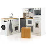 NNECW 2-Piece Kids Kitchen Playset with 7 Cooking Accessories for Kids