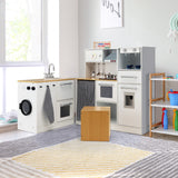 NNECW 2-Piece Kids Kitchen Playset with 7 Cooking Accessories for Kids