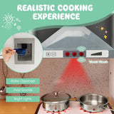 NNECW 2-Piece Kids Kitchen Playset with 7 Cooking Accessories for Kids