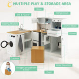 NNECW 2-Piece Kids Kitchen Playset with 7 Cooking Accessories for Kids