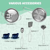 NNECW 2-Piece Kids Kitchen Playset with 7 Cooking Accessories for Kids