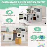 NNECW 2-Piece Kids Kitchen Playset with 7 Cooking Accessories for Kids