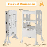 NNECW  Adjustable Kids Kitchen Step Stool with Protective Guardrails