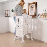 NNECW  Adjustable Kids Kitchen Step Stool with Protective Guardrails