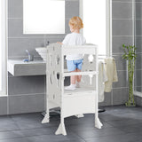 NNECW  Adjustable Kids Kitchen Step Stool with Protective Guardrails