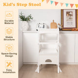 NNECW  Adjustable Kids Kitchen Step Stool with Protective Guardrails