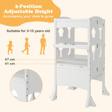 NNECW  Adjustable Kids Kitchen Step Stool with Protective Guardrails