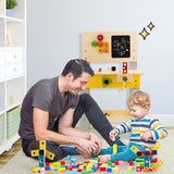 NNECW Kids Pretend Play Workbench Set with Blackboard Saw & Hammer
