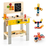 NNECW Kids Pretend Play Workbench Set with Blackboard Saw & Hammer
