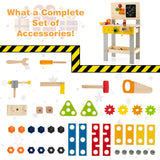NNECW Kids Pretend Play Workbench Set with Blackboard Saw & Hammer