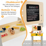NNECW Kids Pretend Play Workbench Set with Blackboard Saw & Hammer