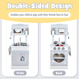 NNECW Double-Sided Kids Play Kitchen with Cooking Sets for Toddlers Ages 3 +