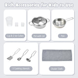 NNECW Double-Sided Kids Play Kitchen with Cooking Sets for Toddlers Ages 3 +