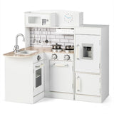 NNECW Kids Kitchen Cooking Playset Toy with Microwave & Fridge