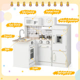 NNECW Kids Kitchen Cooking Playset Toy with Microwave & Fridge
