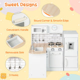 NNECW Kids Kitchen Cooking Playset Toy with Microwave & Fridge