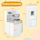 NNECW Kids Kitchen Cooking Playset Toy with Microwave & Fridge