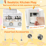 NNECW Kids Kitchen Cooking Playset Toy with Microwave & Fridge
