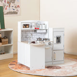 NNECW Kids Kitchen Cooking Playset Toy with Microwave & Fridge