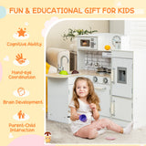 NNECW Kids Kitchen Cooking Playset Toy with Microwave & Fridge