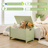 NNECW Kids Toy Box with Safety Hinge Wood Storage Chest Flip-Top Storage Organizer Green