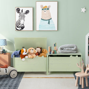 NNECW Kids Toy Box with Safety Hinge Wood Storage Chest Flip-Top Storage Organizer Green