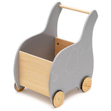 NNECW Kids Wooden Grocery Shopping Cart with Rubber Wheels for Over 3 Years Old