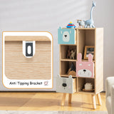 NNECW Kids Storage Cabinet with 4 Cubbies & 3 Drawers for Books & Toys